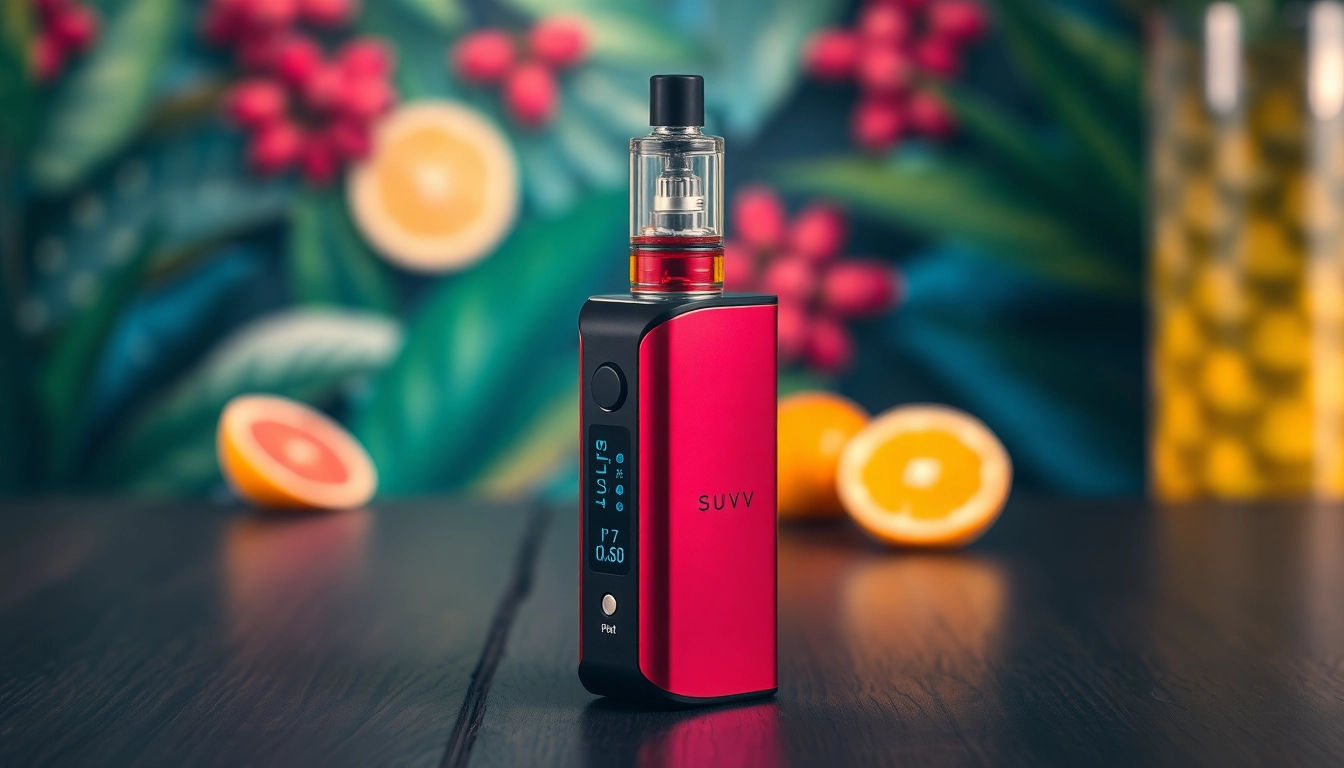 Shop HQD Surv kaufen: Vibrant vape flavors displayed elegantly on a wooden table.