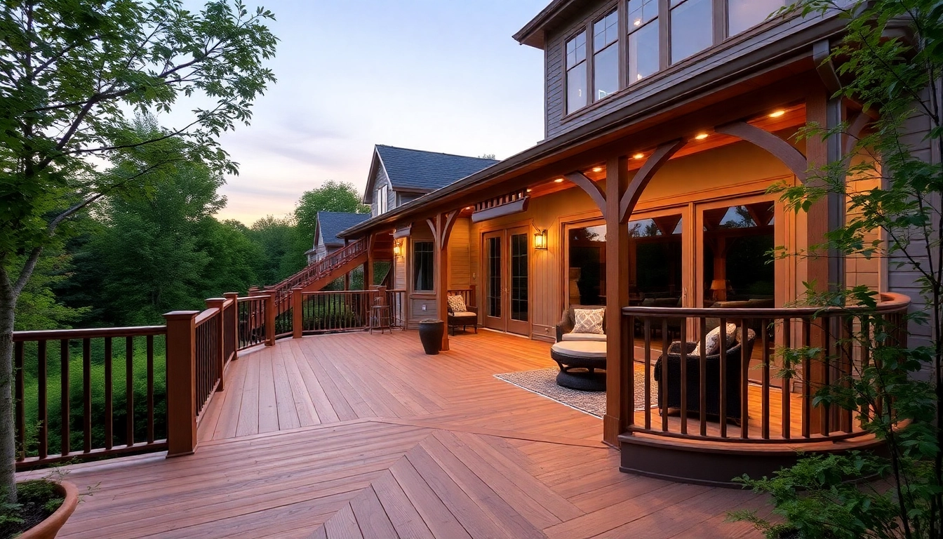 Capturing a stunning deck construction featuring elegant wood designs and serene surroundings.