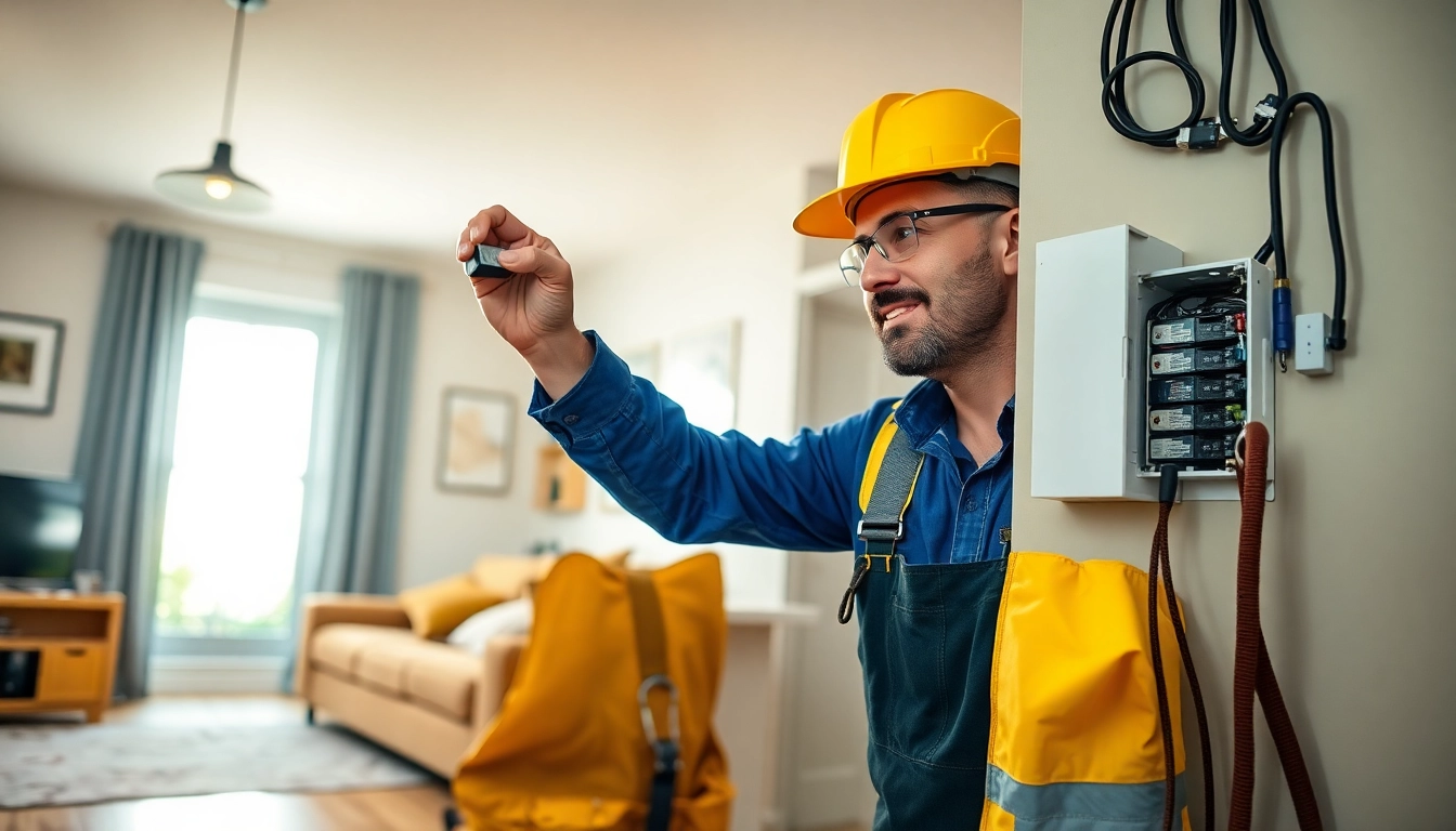 Professional electrician providing emergency Elektriker Notdienst in a well-lit home environment.