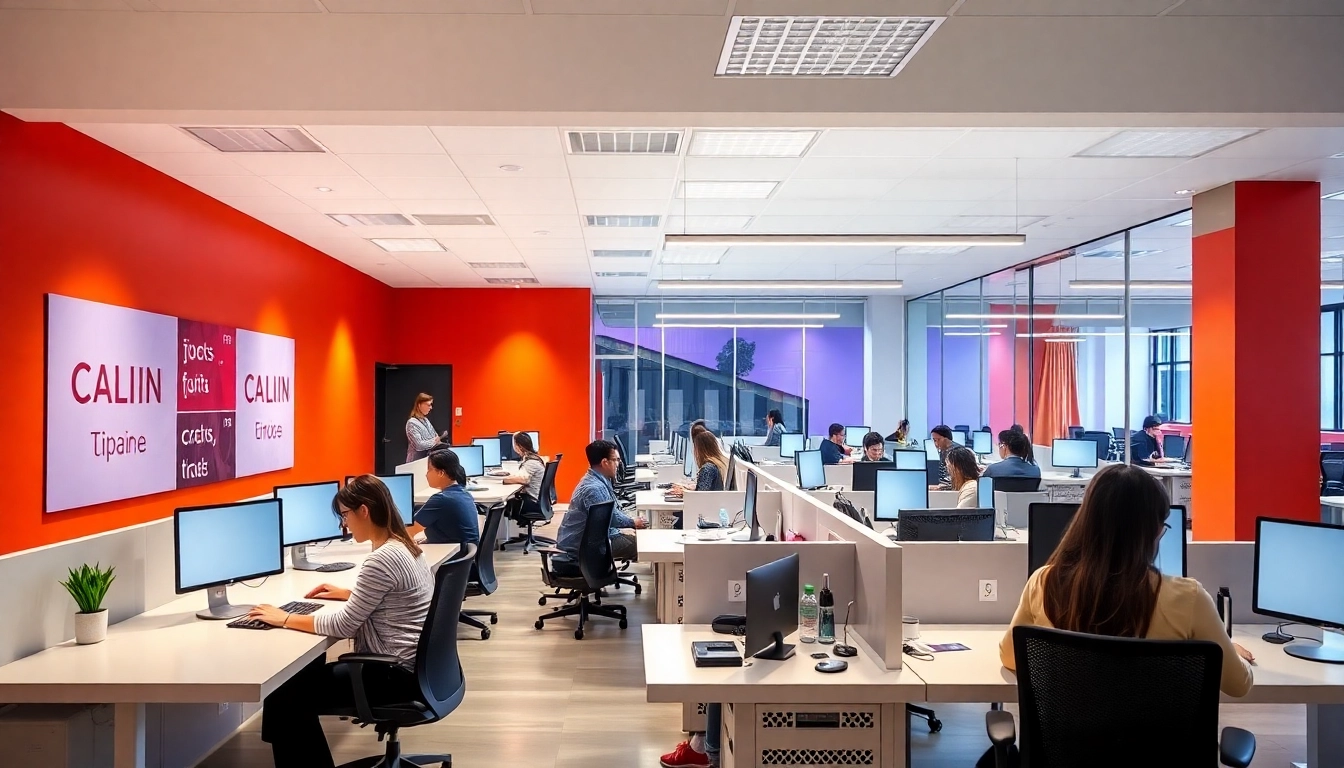 Dynamic workspace of a call center in Tijuana promoting vibrant teamwork and productive agents.