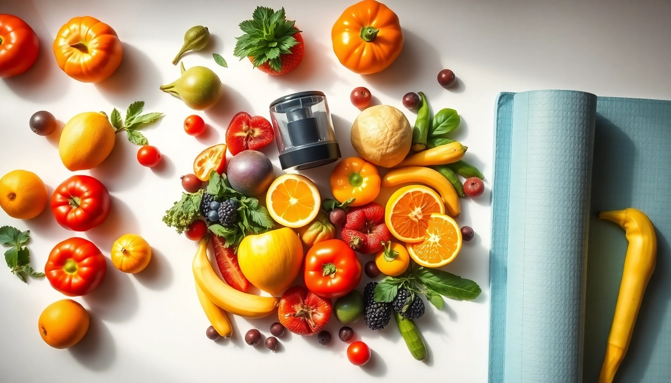 Engaging wellness setup highlighting fruits and vegetables on healthlifeherald.com for a healthy lifestyle.