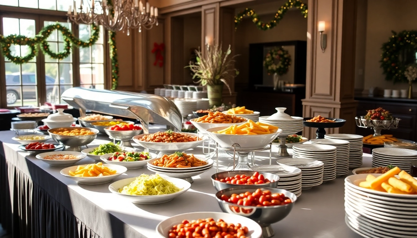 Delicious spread of Partyservice Berlin catering options, artfully arranged on a vibrant buffet table for an engaging event.