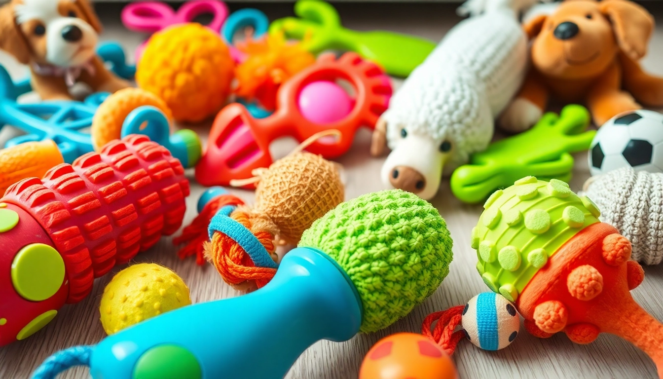 Engaging interactive dog toys designed for mental stimulation and playfulness, showcasing diverse shapes and colors.