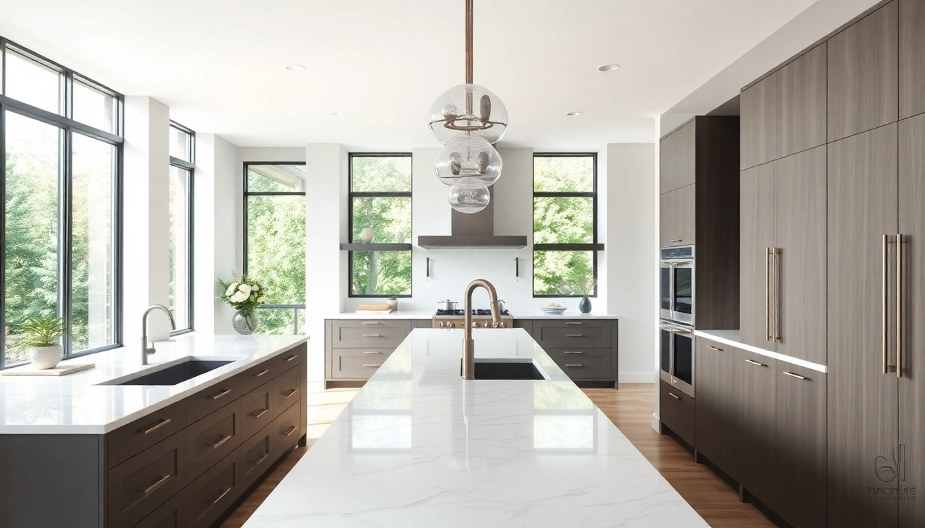 Transform your kitchen remodels with a stunning modern design featuring an elegant kitchen island.