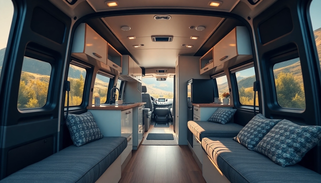 Showcasing the perfect campervan interior with modern design and ample space for a cozy adventure.