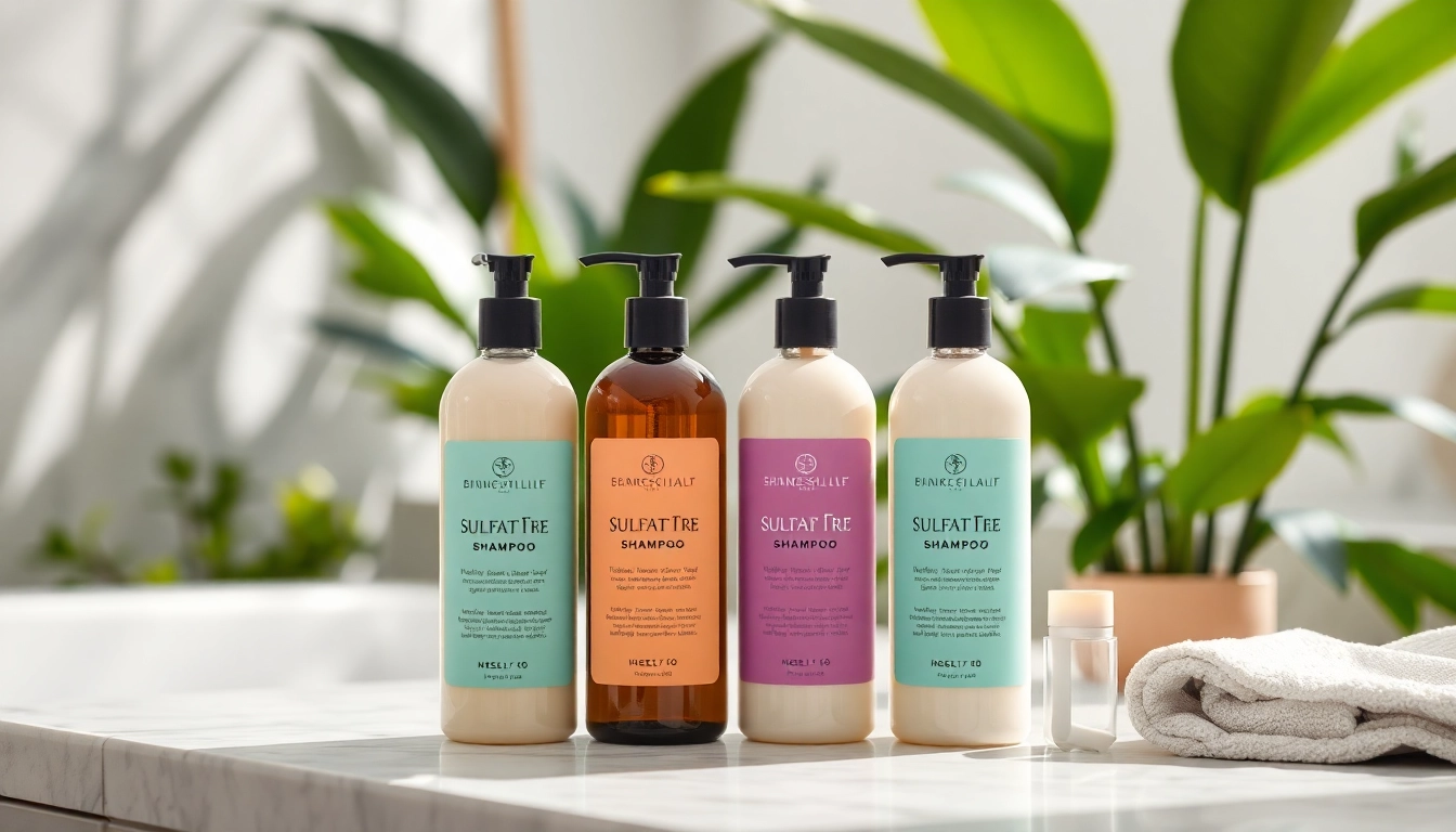 Sulfate free shampoo displayed in a luxurious setting, highlighting elegance and quality.