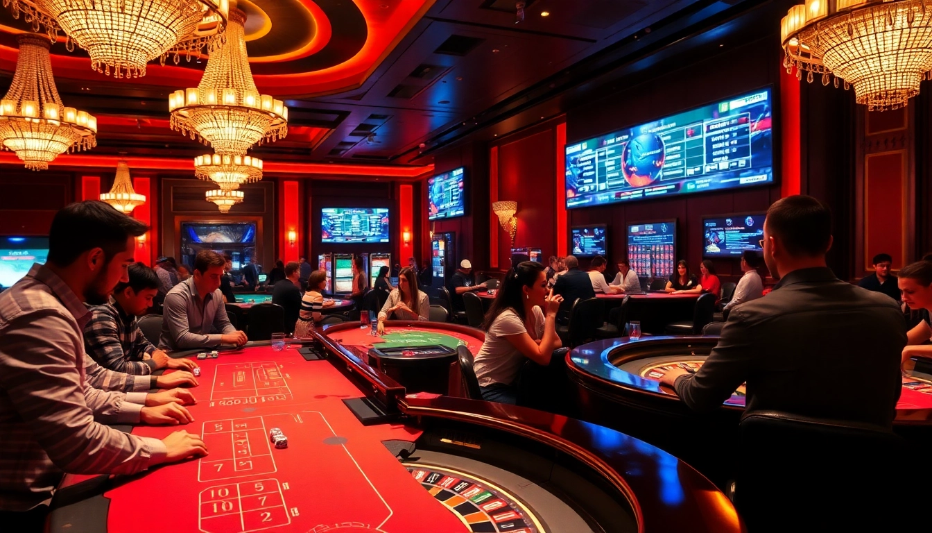Experience dynamic live casino Singapore gaming with excited players at blackjack and roulette tables.