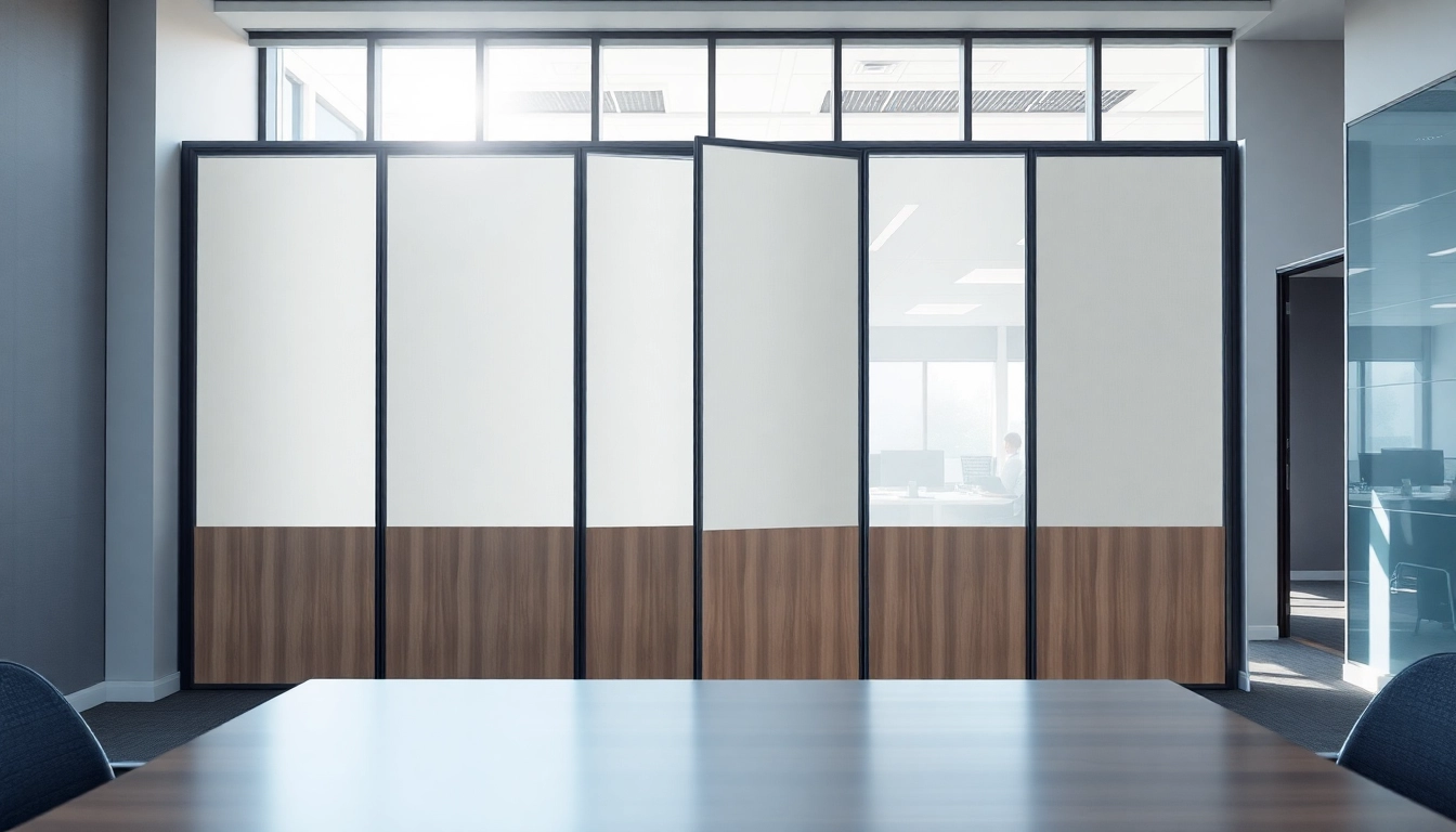 Showcase a Folding Partition Wall that elegantly divides a modern conference room.