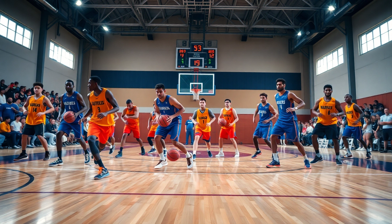 Engaged basketball players demonstrating the best basketball training programs on a court.