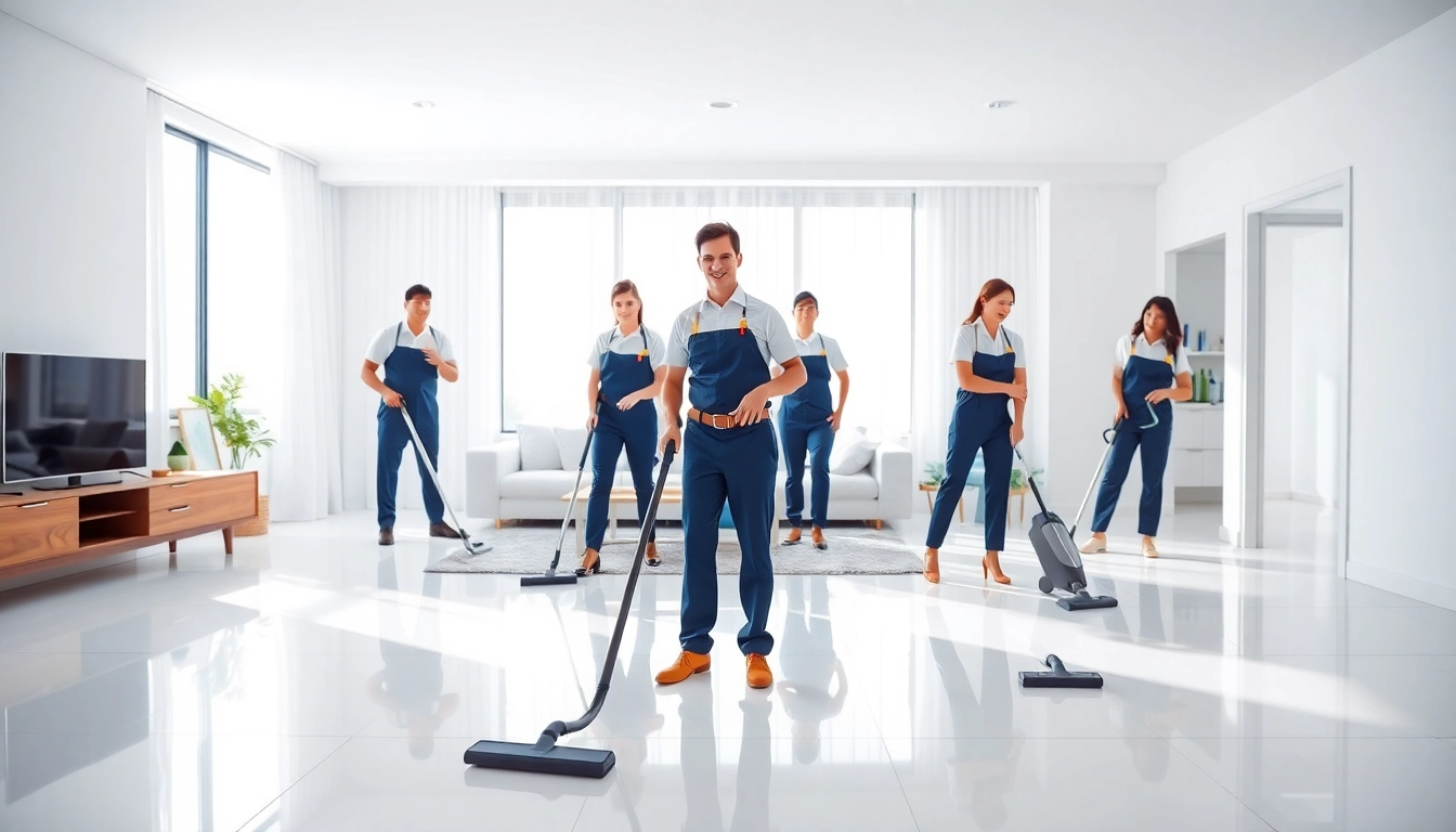 Bond cleaning Brisbane professionals thoroughly cleaning a modern apartment with sparkling surfaces.