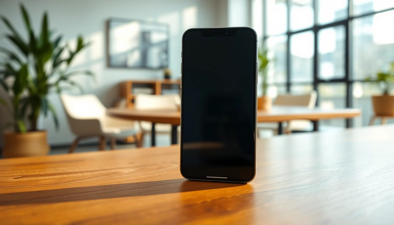 Buy iPhone Pro Max featured on a modern desk with natural lighting and a professional atmosphere.