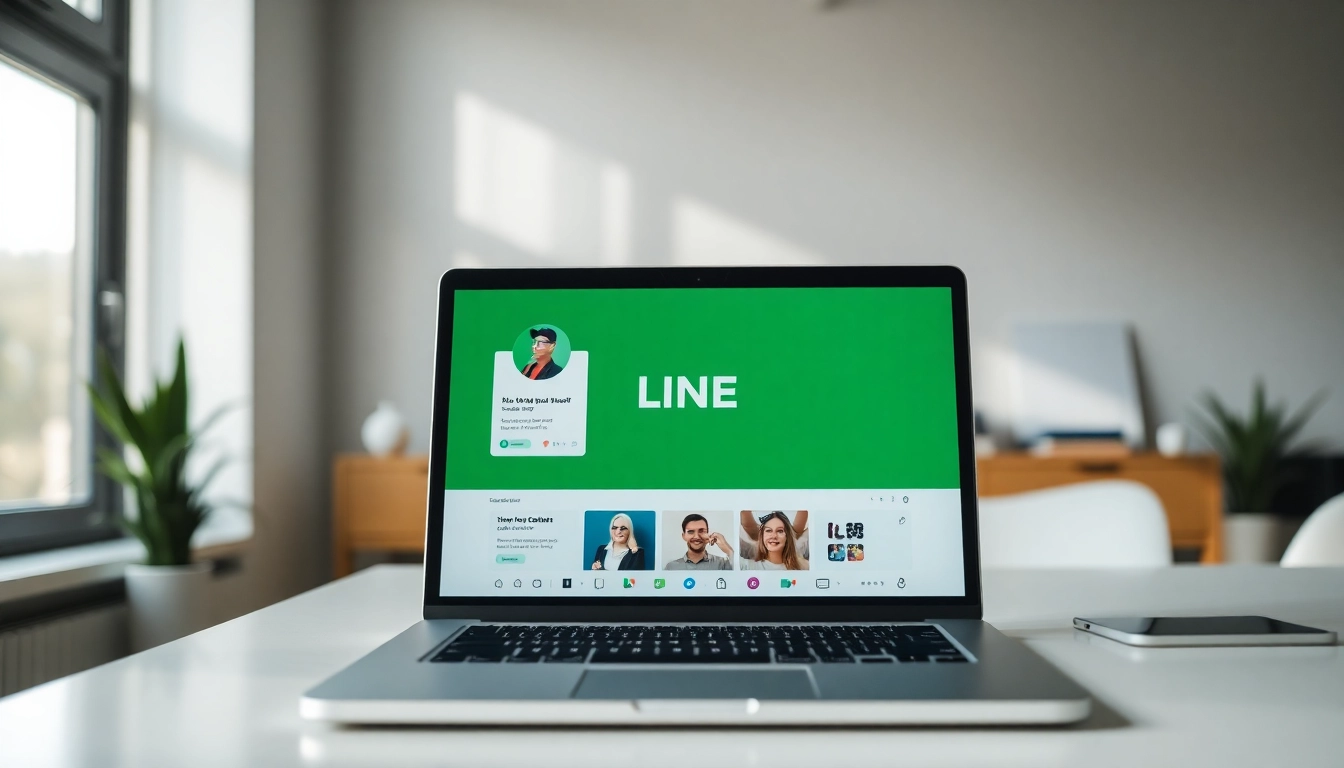 Downloading line电脑版下载 on a laptop with a clean design, showcasing connectivity and user engagement.
