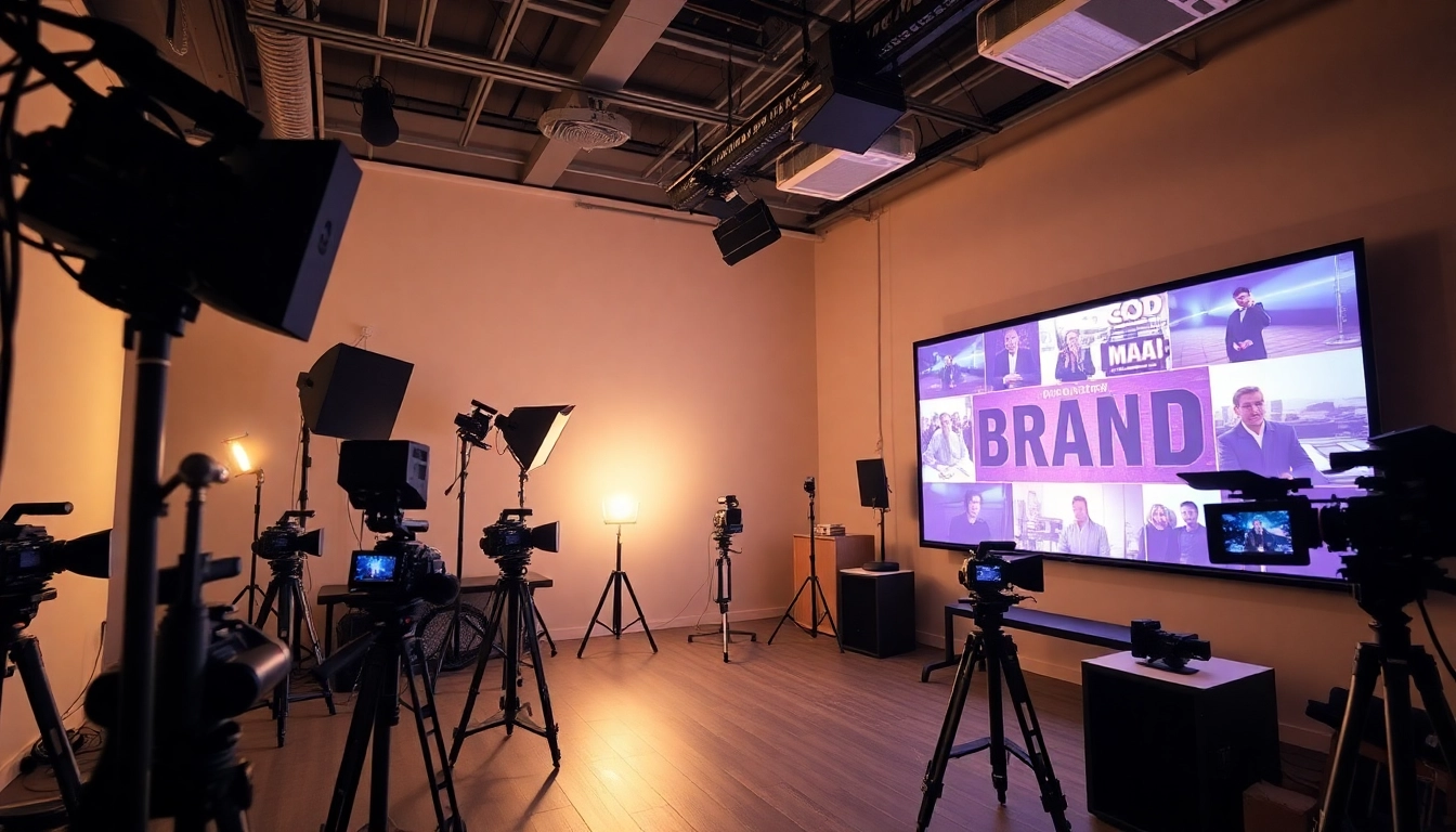 Showcase of 영상프로덕션 equipment in a modern studio, equipped for high-quality brand film creation.