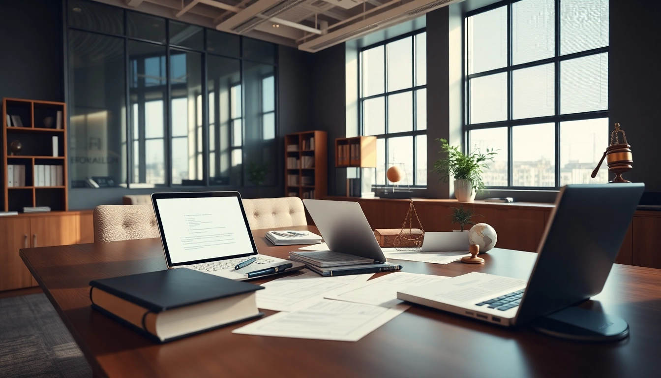 Engage with an intellectual property lawyer discussing legal strategies in a modern office.