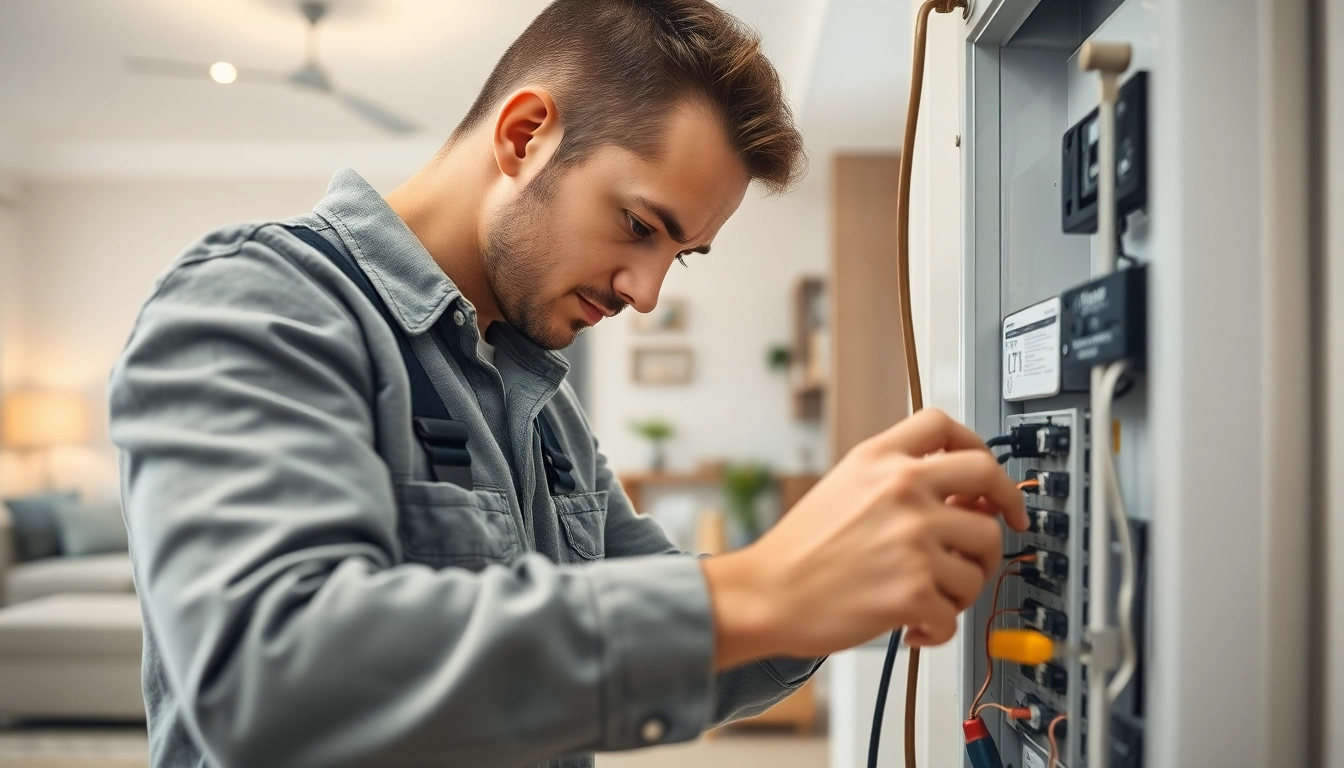 Electrician providing Electrical Service in a residential setting, showcasing expert craftsmanship and modern tools.