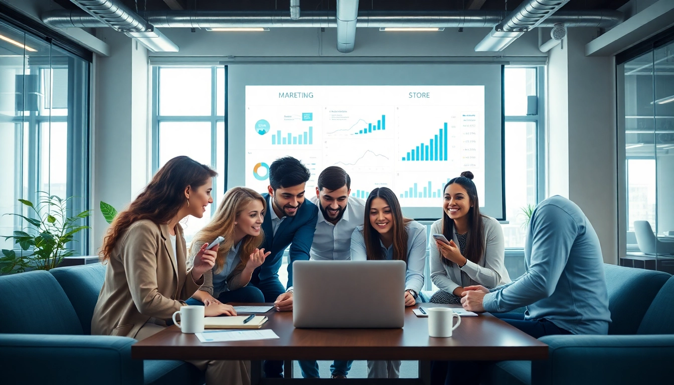 Enhancing edmonton social media marketing strategies during a collaborative office meeting.