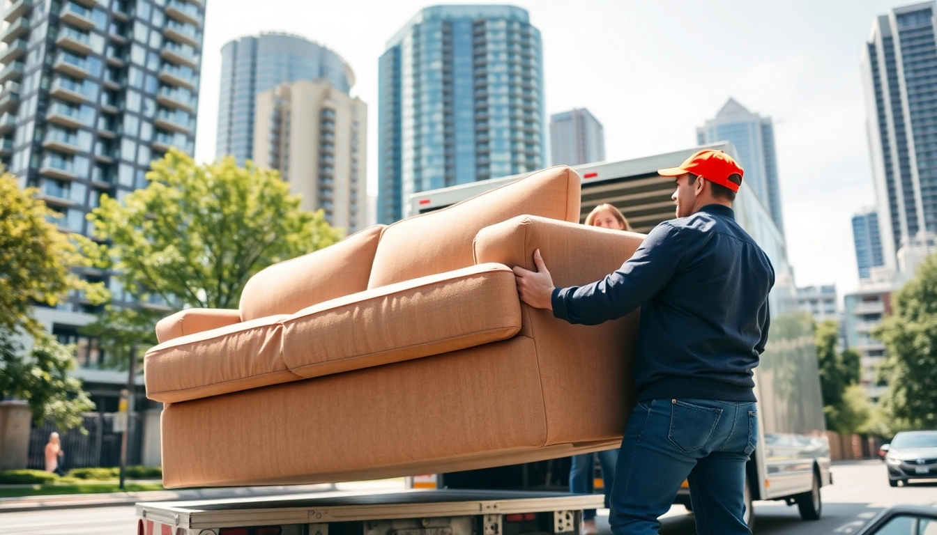 Movers expertly relocating a family in Toronto during a busy move, showcasing professional services.