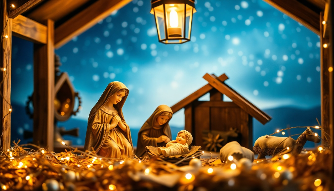 Explore exquisite Nativity sets featuring intricate figures and warm, inviting ambiance.