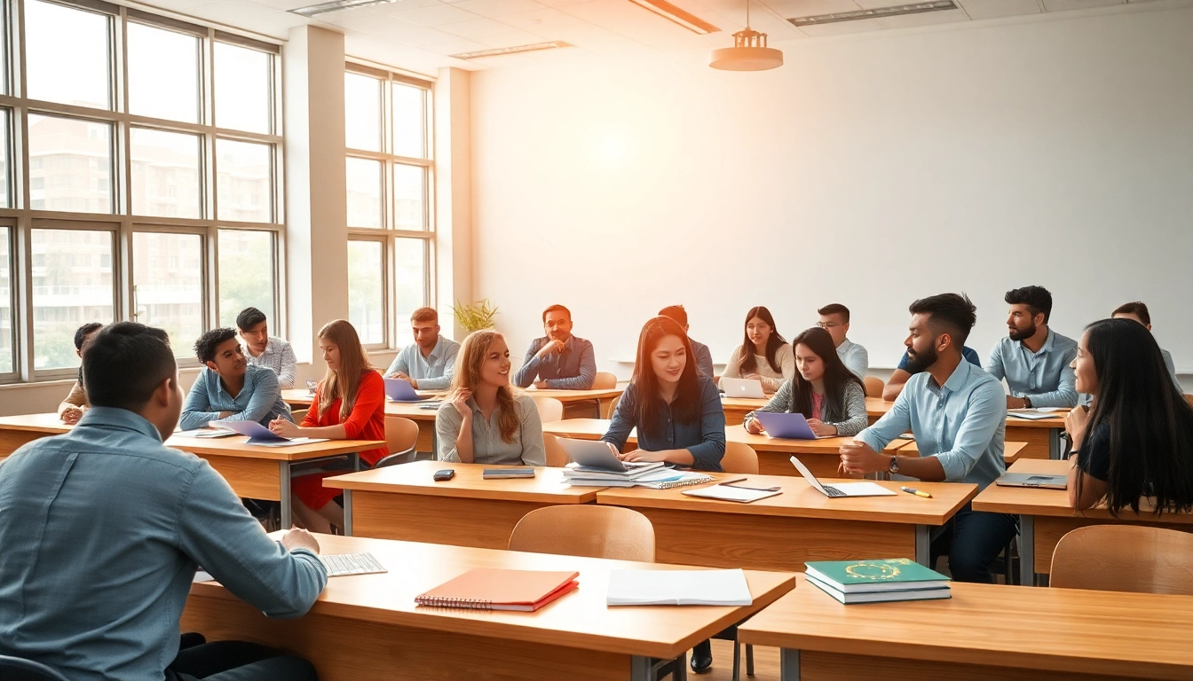 Engaging classroom scene highlighting collaborative Education activities among diverse students.