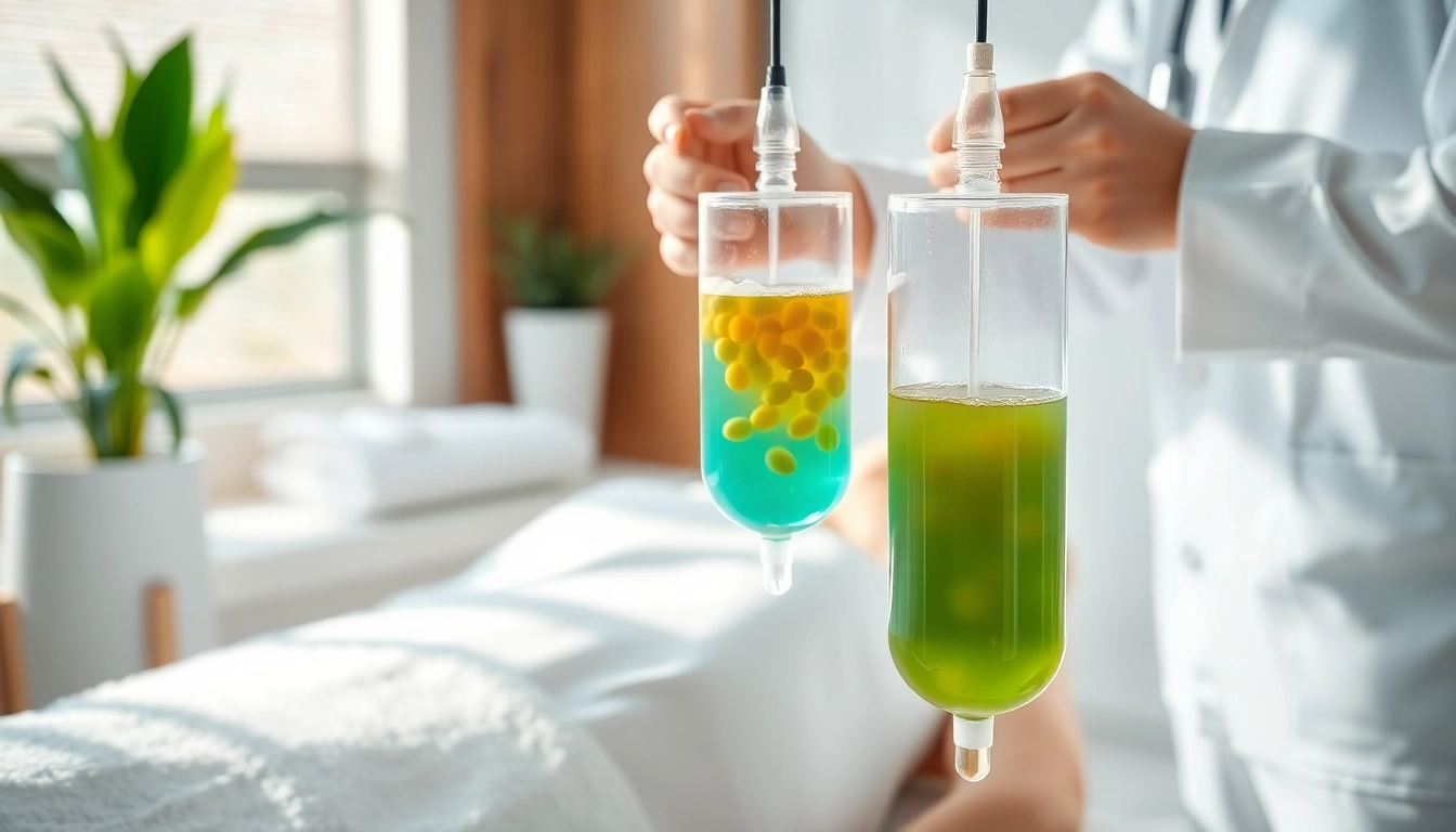 Administering vitamin infusion therapy in a relaxing spa atmosphere with a professional caregiver.