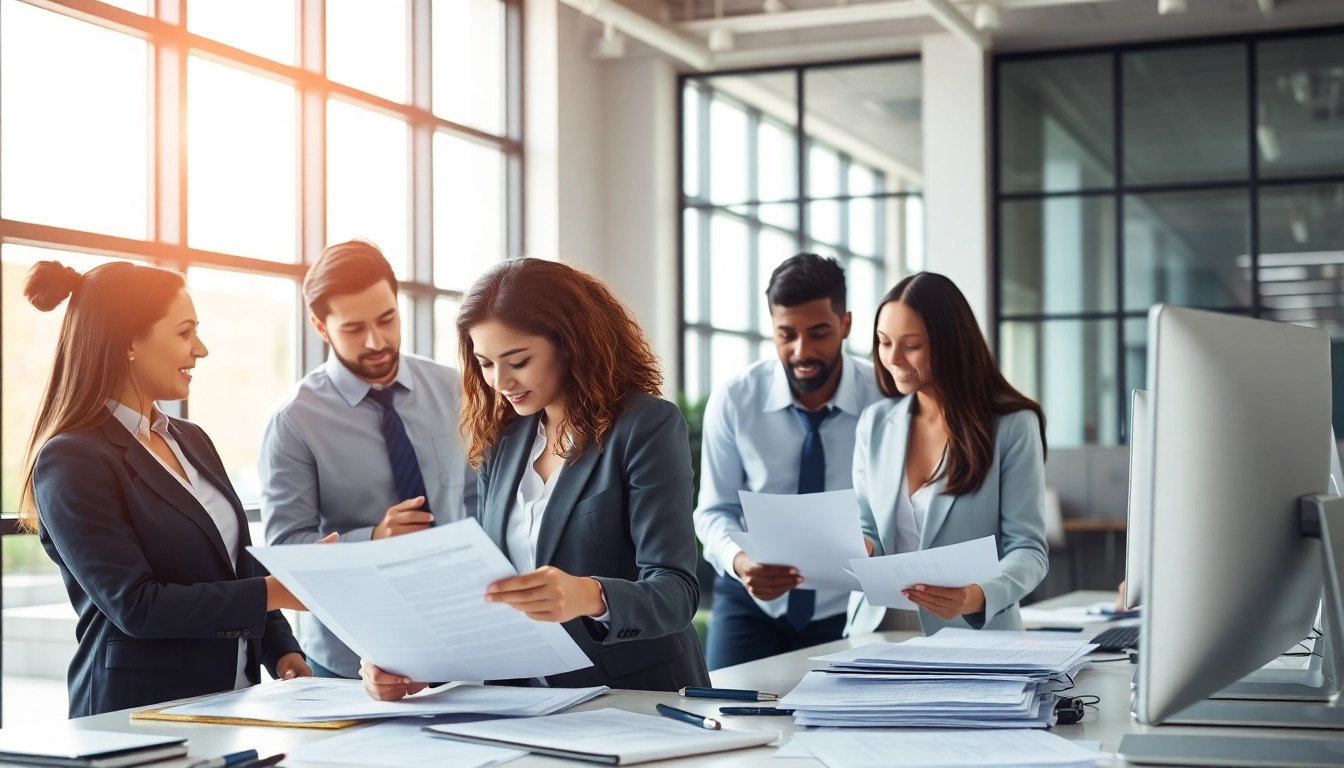 QSM document clearing services team efficiently processing documents in a modern office