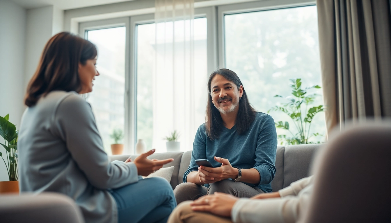 Therapist providing support to a patient dealing with depression in a cozy consultation room.