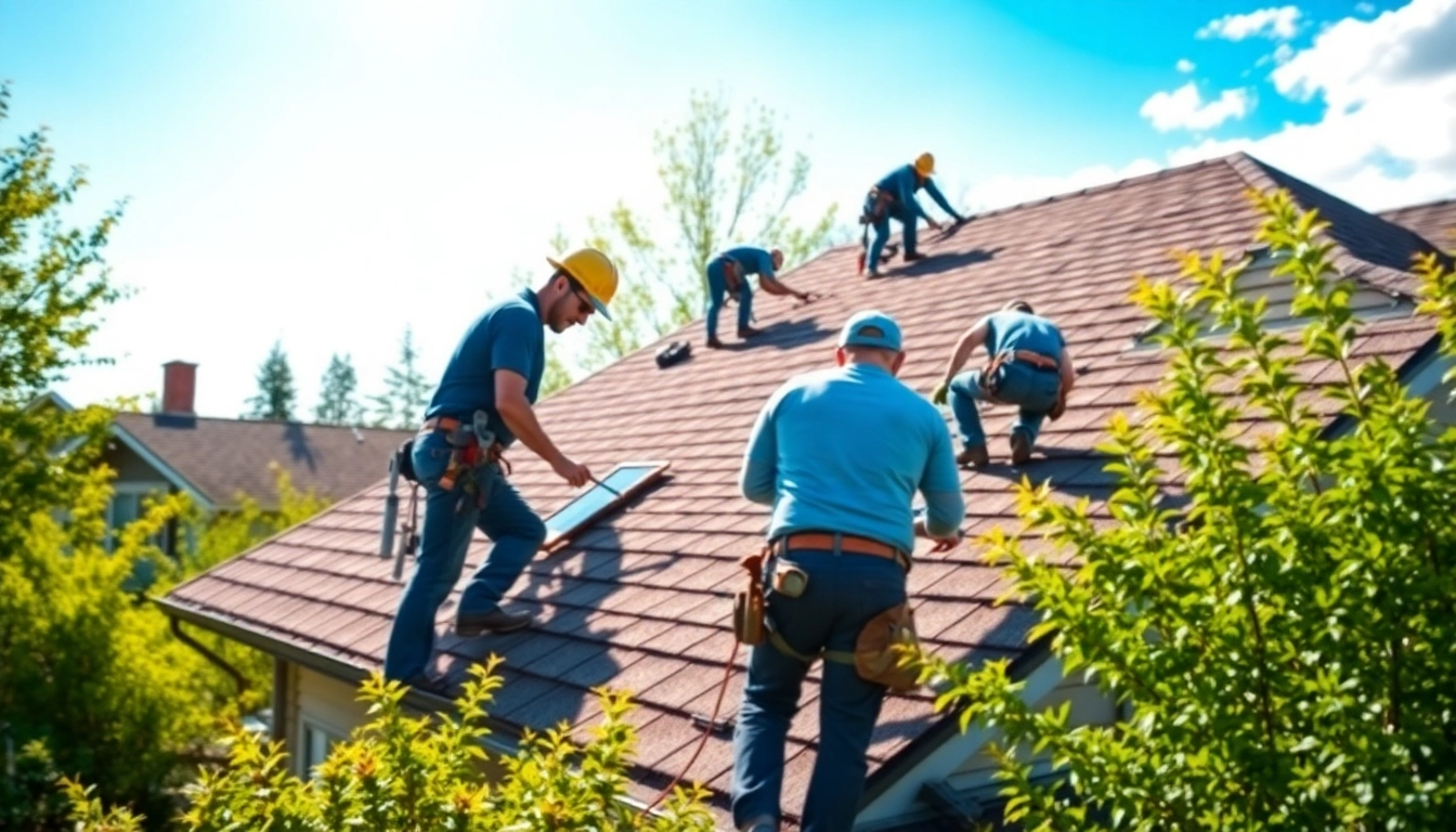 Installing shingles during a roofing project in Vancouver WA neighborhood.