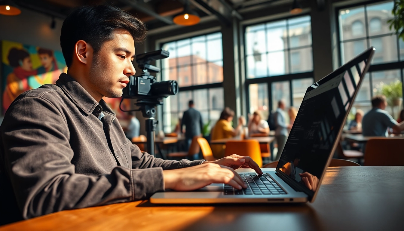 Create engaging content with KlingAI Prompts in a modern cafe setting.